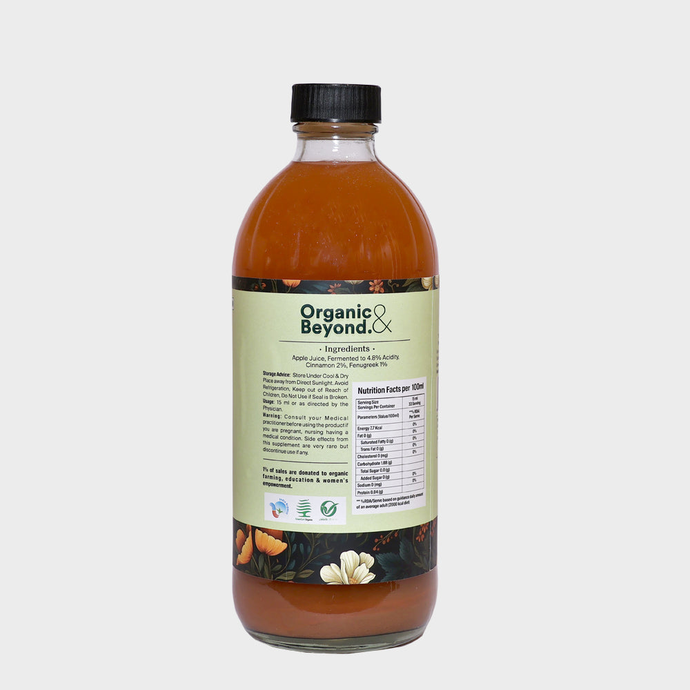 Organic Apple Cider Vinegar Naturally Infused With Cinnamon & Fenugreek