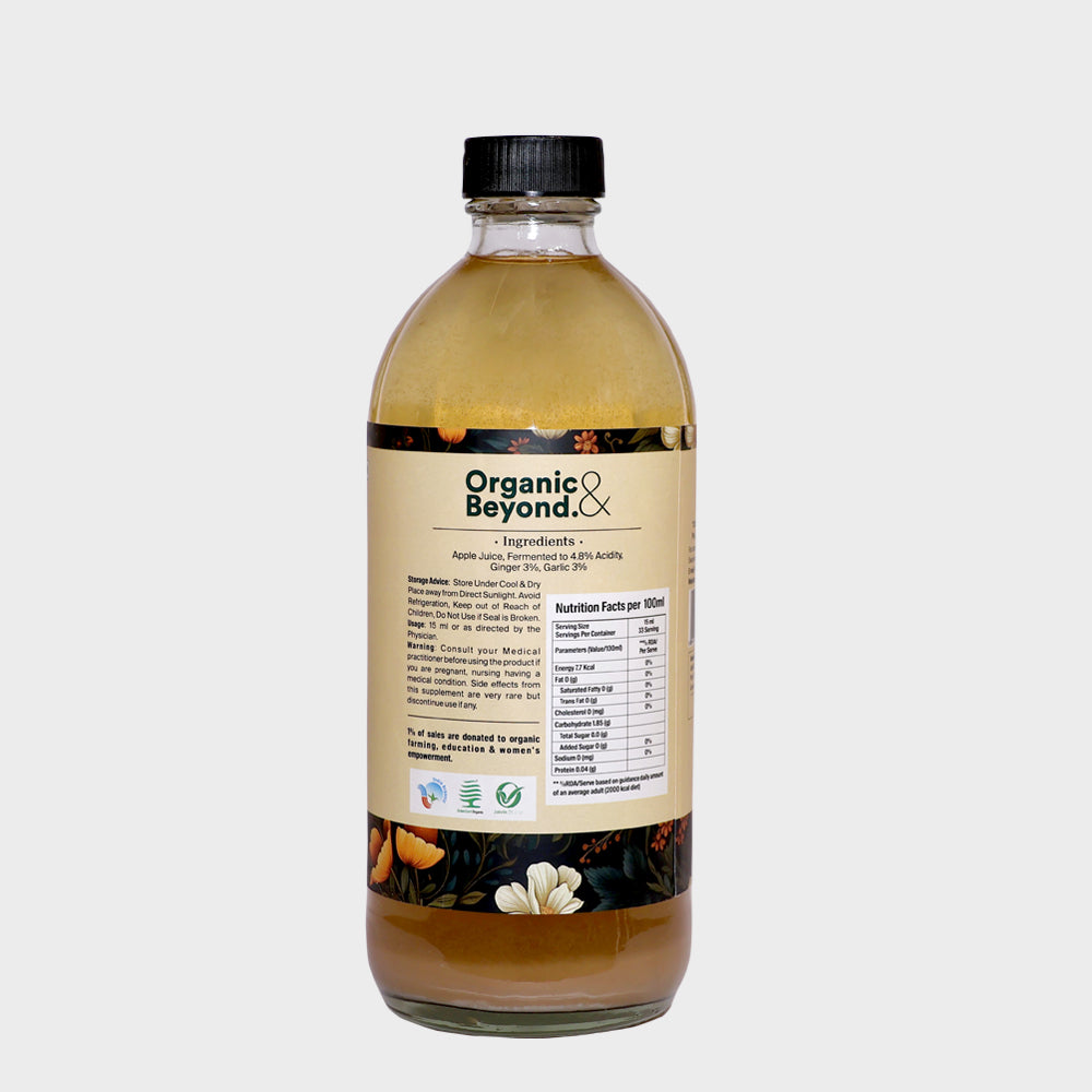 Organic Apple Cider Vinegar Naturally Infused With Ginger & Garlic