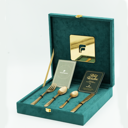 The Luxury Crown - Premium 4-Piece Golden Cutlery Set