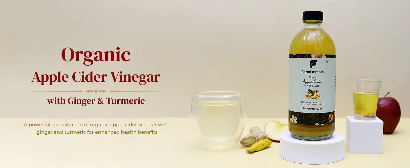 Organic Apple Cider Vinegar Naturally Infused With Ginger & Turmeric Banner